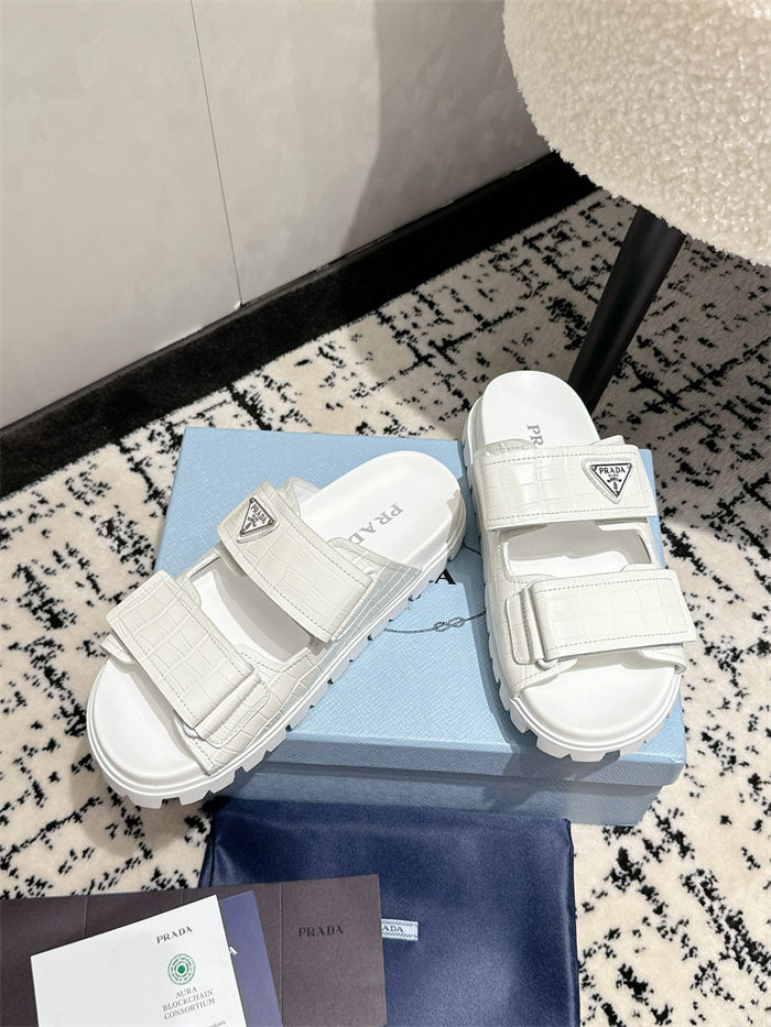 Prada Logo Slides Sandals