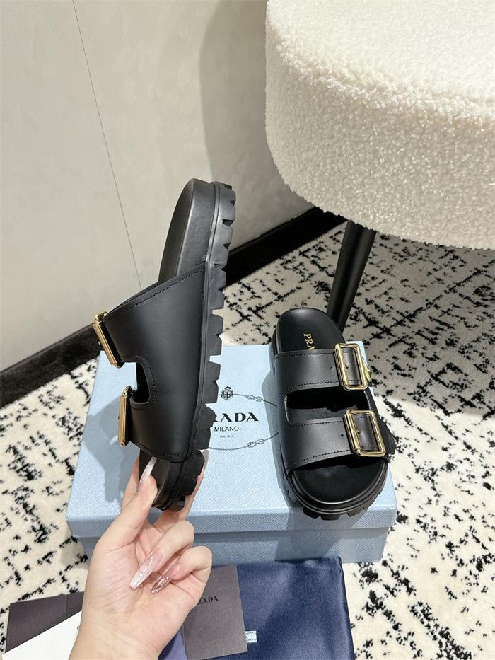 Prada Strap Slides Sandals