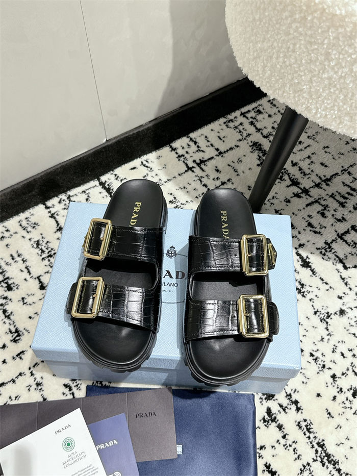 Prada Strap Slides Sandals