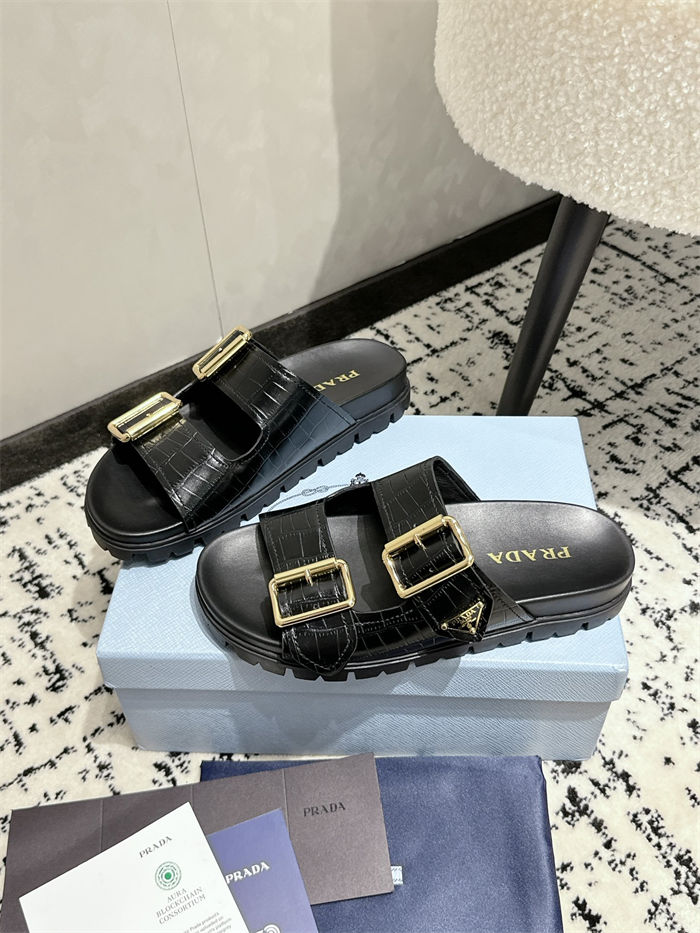 Prada Strap Slides Sandals