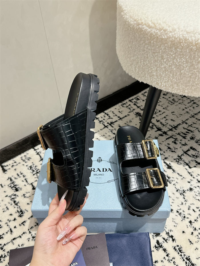 Prada Strap Slides Sandals