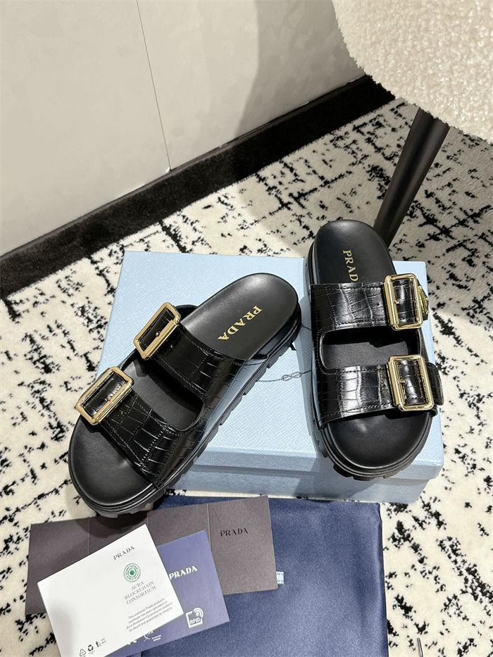 Prada Strap Slides Sandals