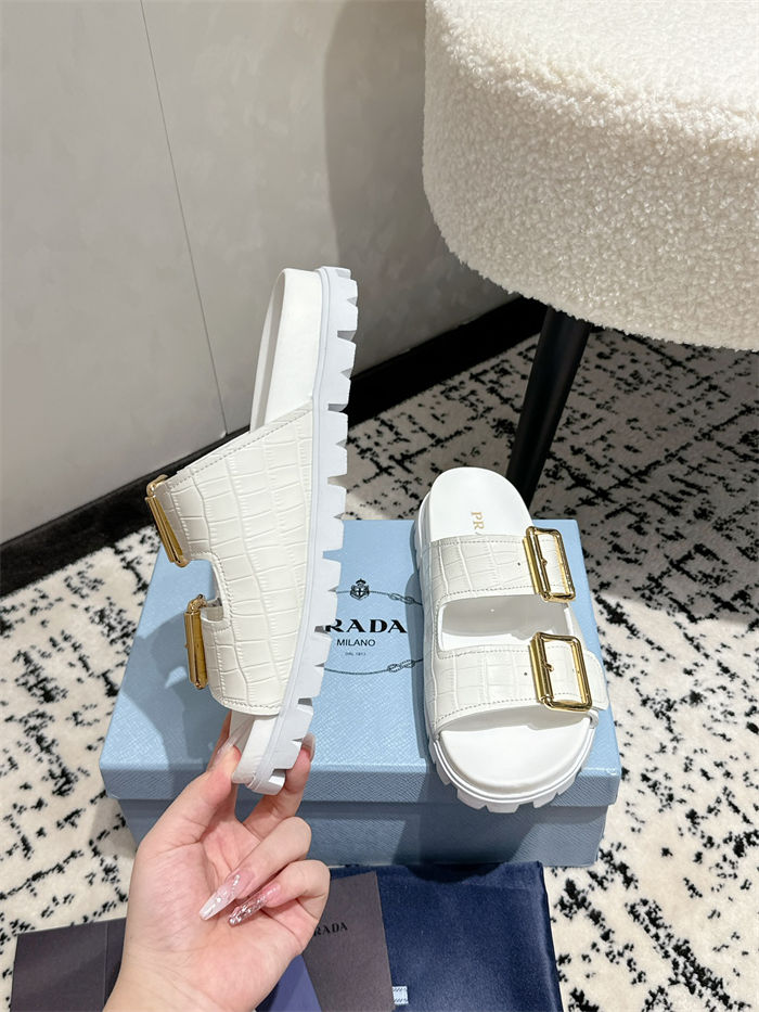 Prada Strap Slides Sandals