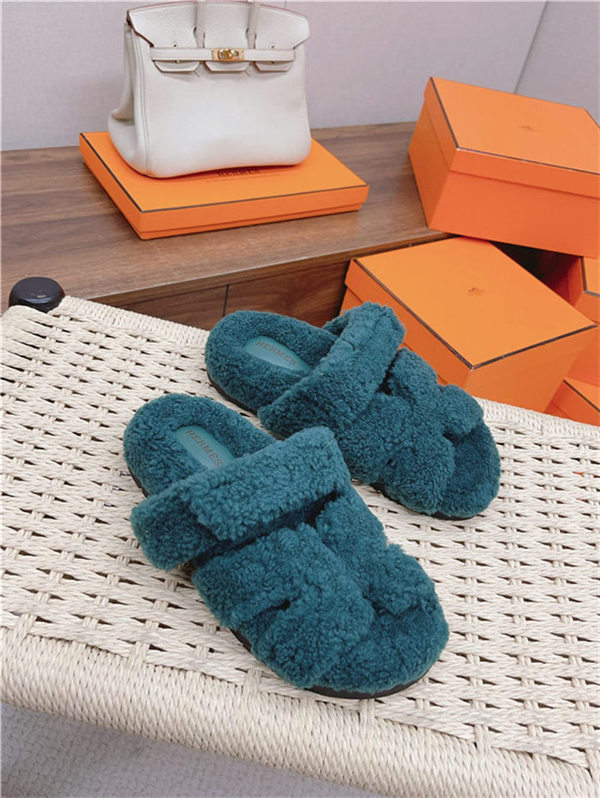 Hermes Shearling Sandals