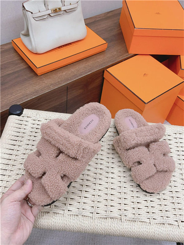 Hermes Shearling Sandals