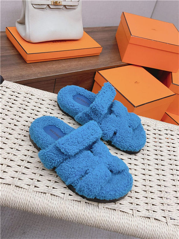 Hermes Shearling Sandals