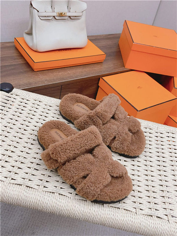 Hermes Shearling Sandals