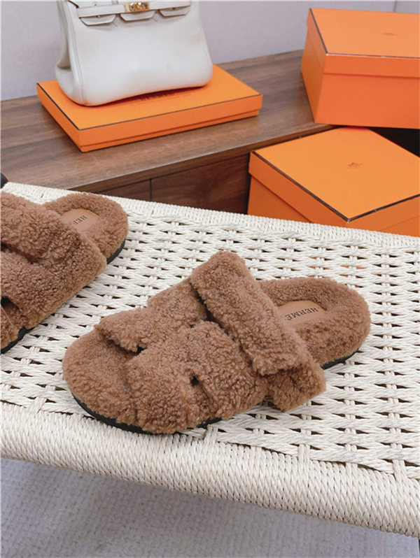 Hermes Shearling Sandals