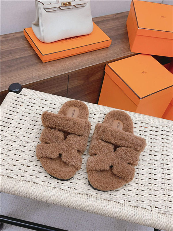 Hermes Shearling Sandals