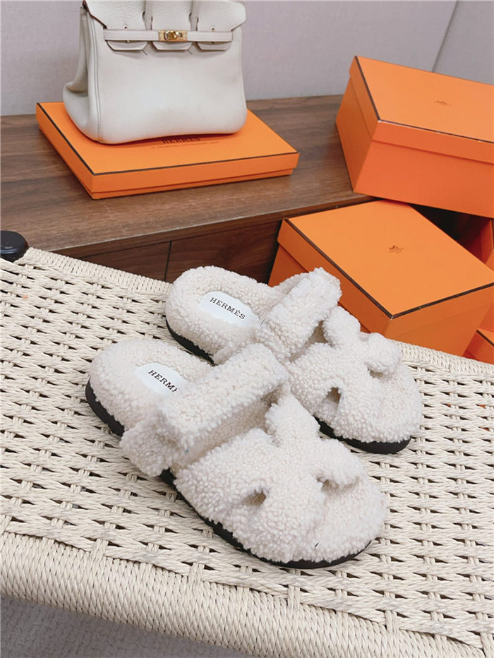 Hermes Shearling Sandals