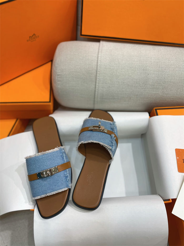 Hermes Giulia Sandals Denim