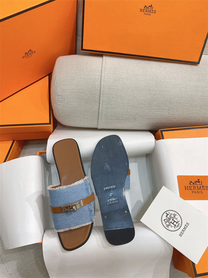 Hermes Giulia Sandals Denim