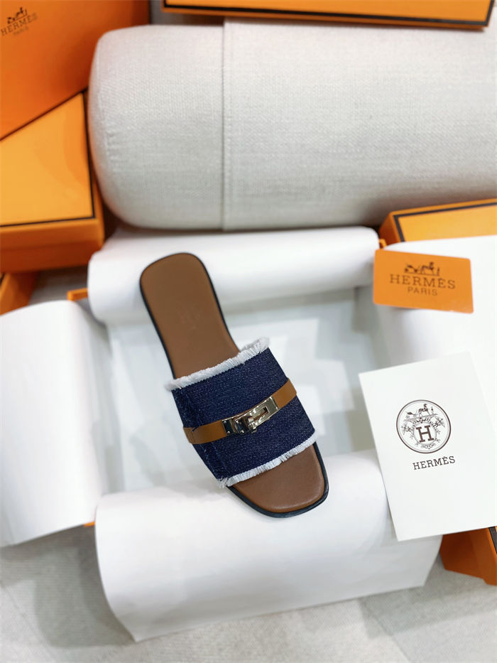 Hermes Giulia Sandals Denim