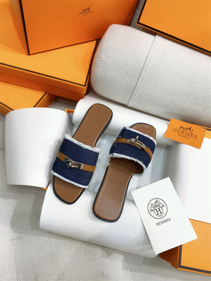 Hermes Giulia Sandals Denim