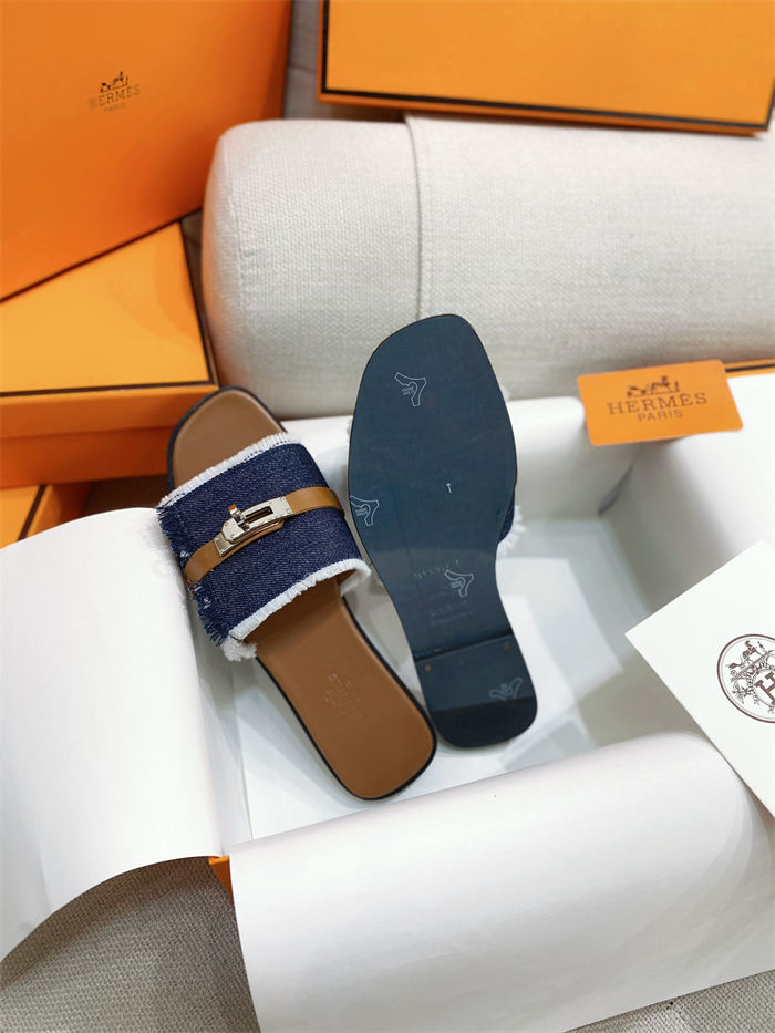 Hermes Giulia Sandals Denim