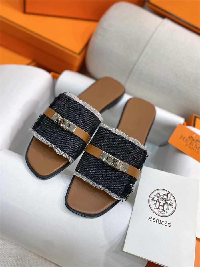 Hermes Giulia Sandals Denim