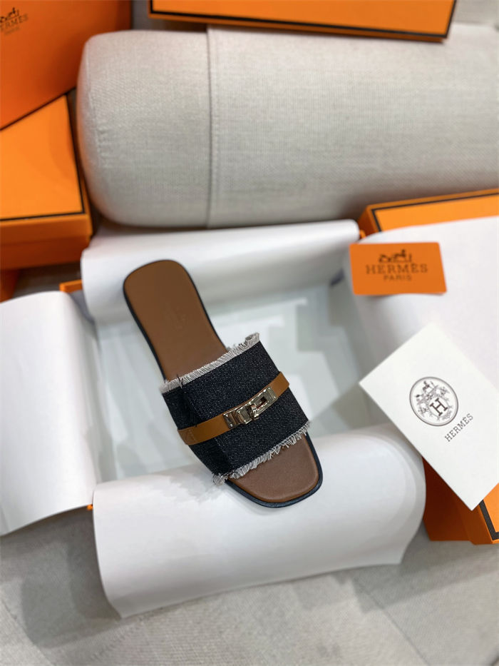 Hermes Giulia Sandals Denim