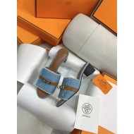 Hermes Giulia Sandals 45MM Denim