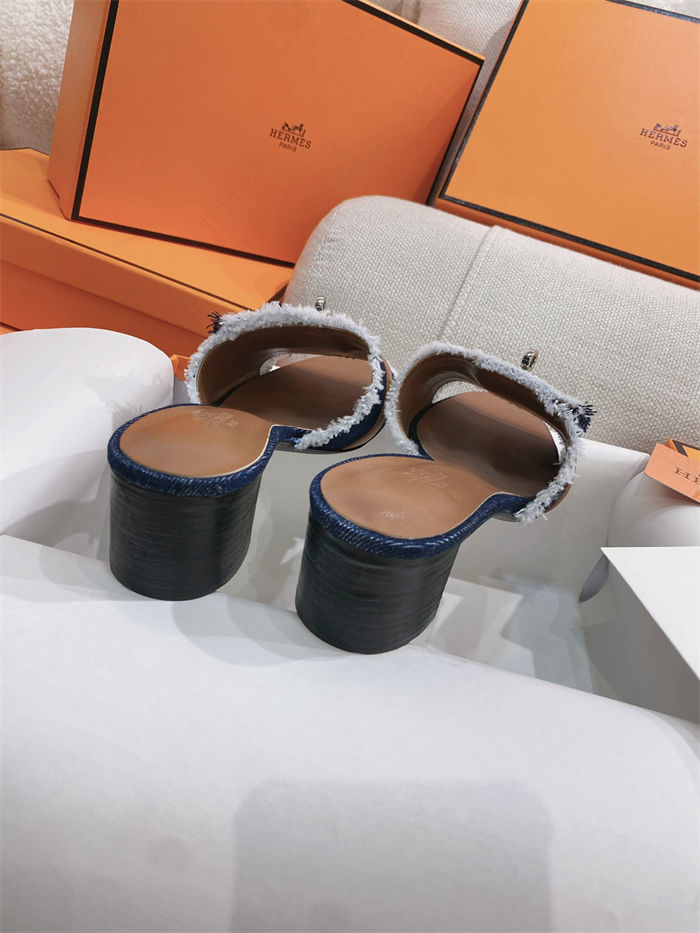 Hermes Giulia Sandals 45MM Denim