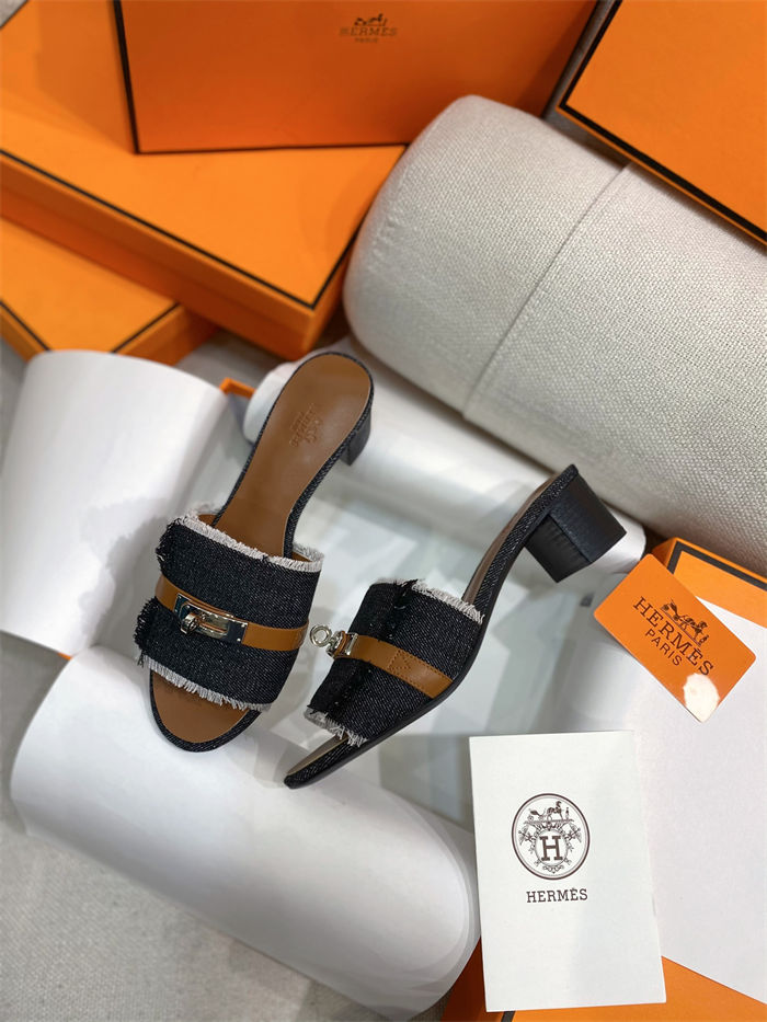 Hermes Giulia Sandals 45MM Denim