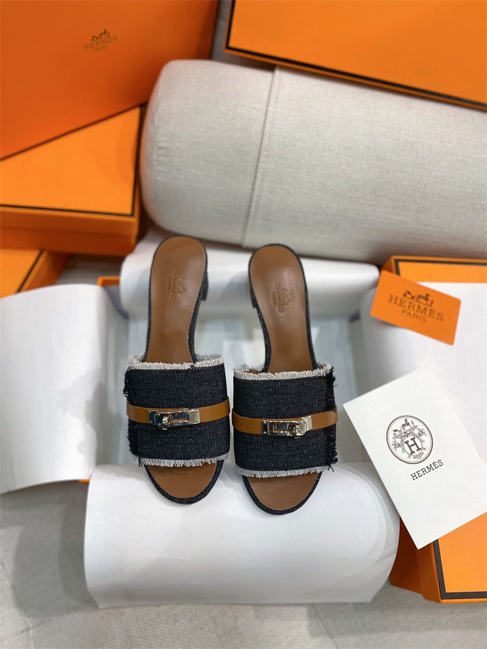 Hermes Giulia Sandals 45MM Denim