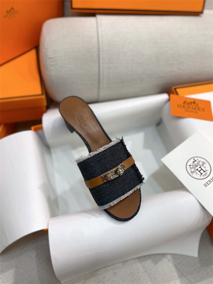 Hermes Giulia Sandals 45MM Denim