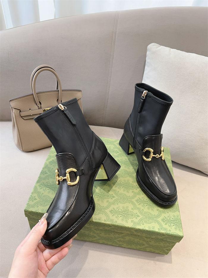 Gucci Heeled Ankle Boots Horsebit 55MM