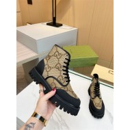 Gucci Ankle Boots Jumbo GG Lace Up