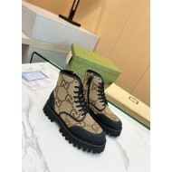 Gucci Ankle Boots Jumbo GG Lace Up