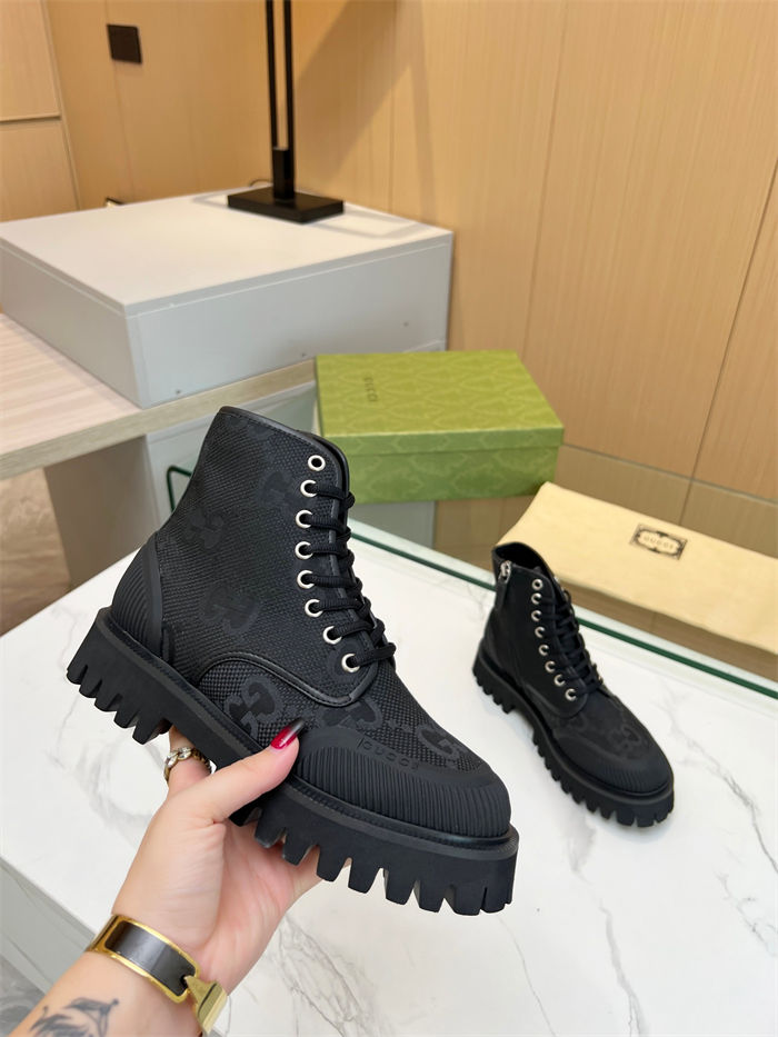 Gucci Ankle Boots Jumbo GG Lace Up