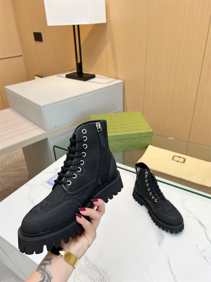 Gucci Ankle Boots Jumbo GG Lace Up