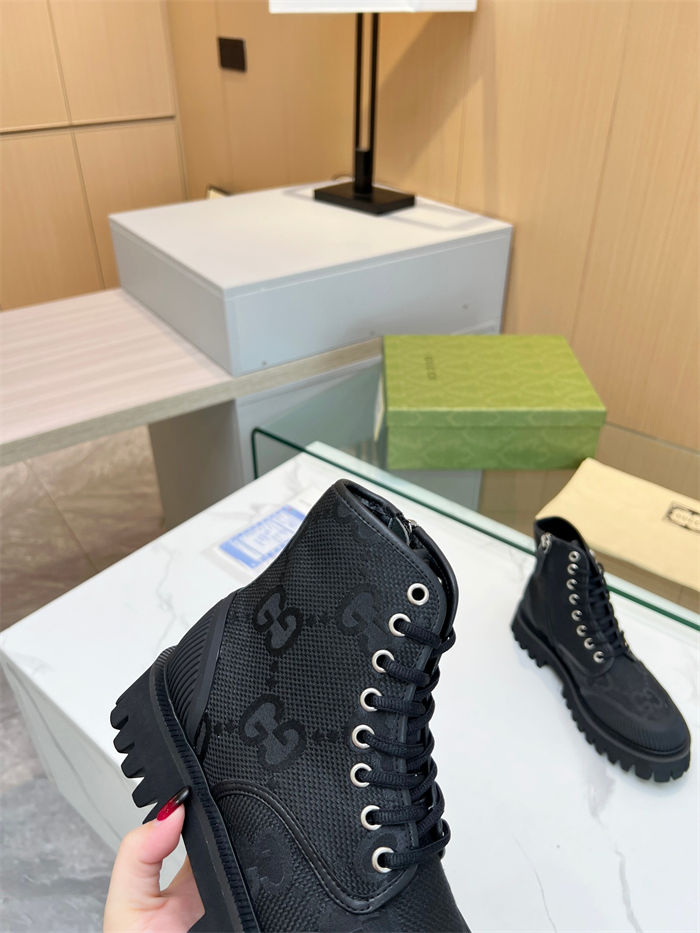 Gucci Ankle Boots Jumbo GG Lace Up