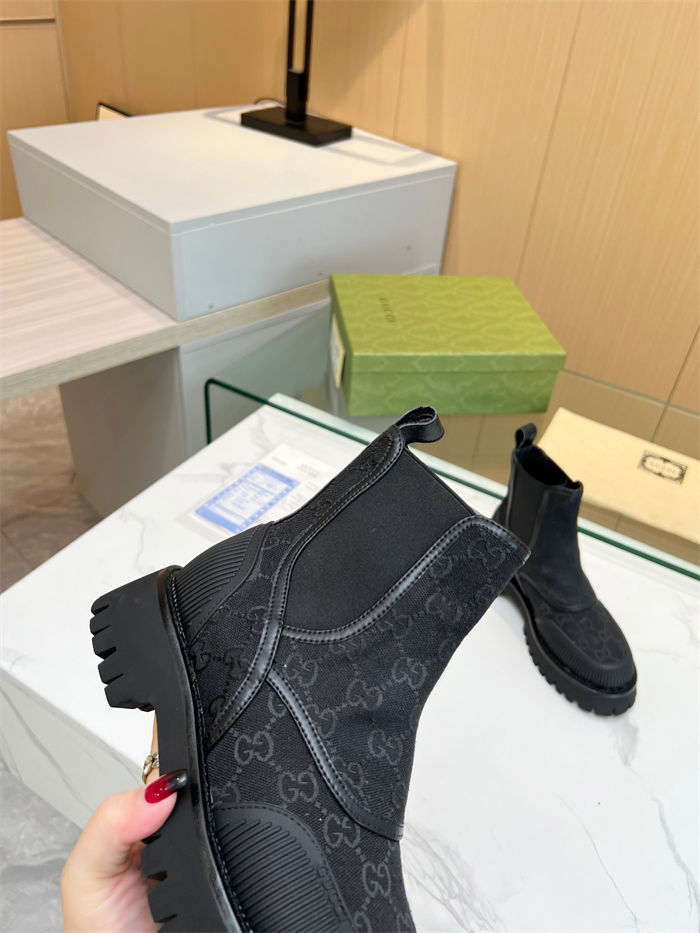 Gucci Ankle Boots Jumbo GG Elastic