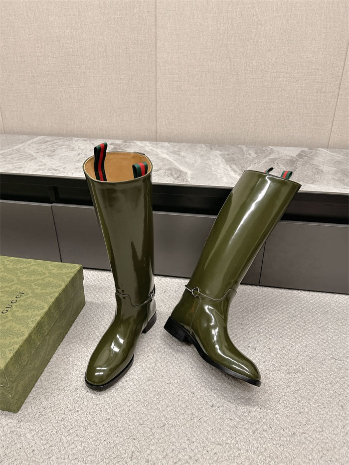 Gucci SLIM HORSEBIT BOOT shiny leather