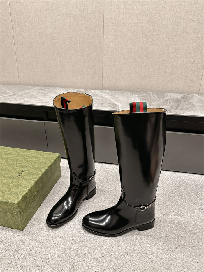 Gucci SLIM HORSEBIT BOOT shiny leather