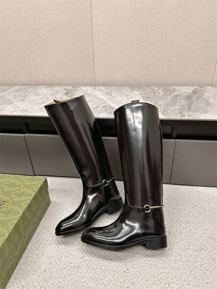 Gucci SLIM HORSEBIT BOOT shiny leather