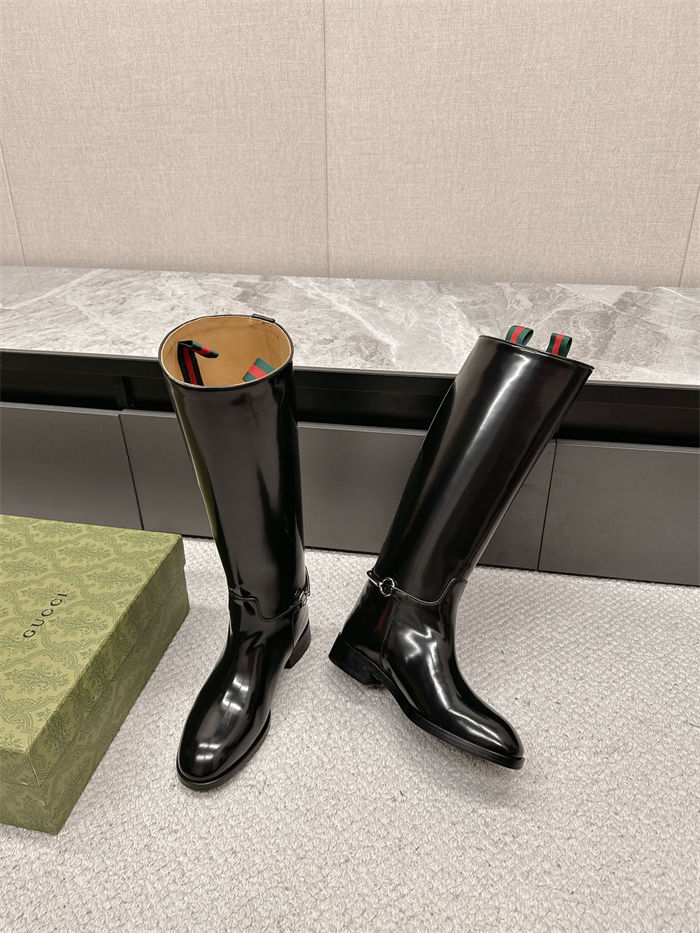 Gucci SLIM HORSEBIT BOOT shiny leather