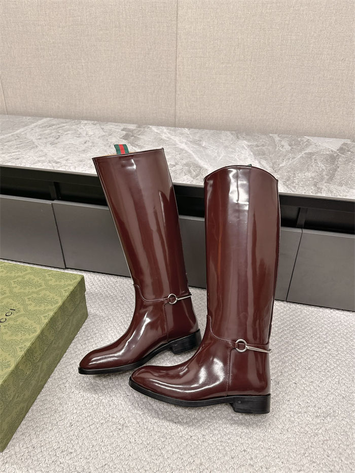 Gucci SLIM HORSEBIT BOOT shiny leather