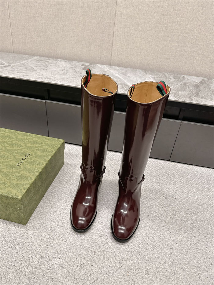 Gucci SLIM HORSEBIT BOOT shiny leather