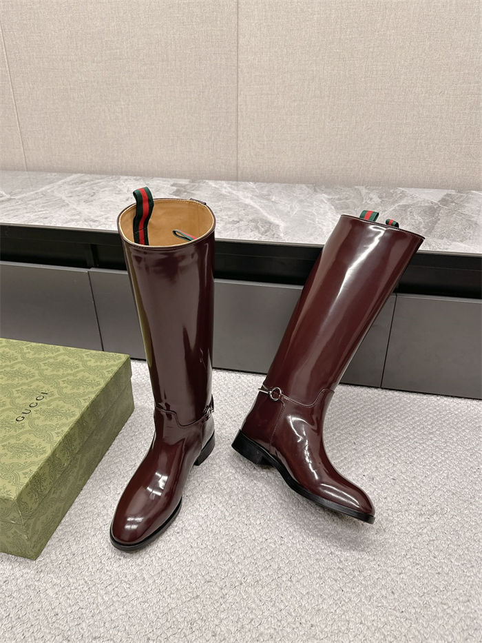 Gucci SLIM HORSEBIT BOOT shiny leather