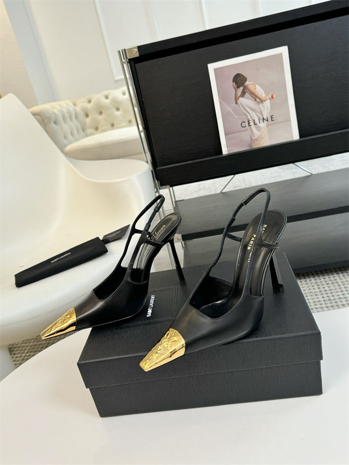 Saint Laurent JEANNE SLINGBACK PUMPS 100MM IN SMOOTH LEATHER