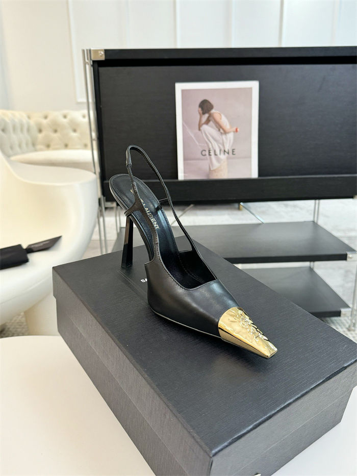 Saint Laurent JEANNE SLINGBACK PUMPS 100MM IN SMOOTH LEATHER